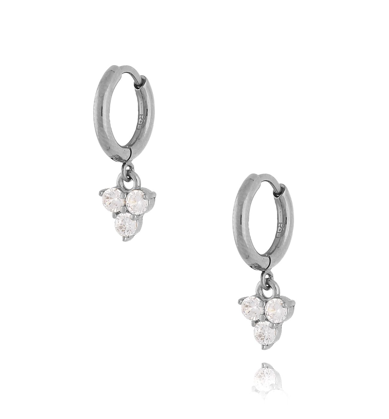 Kolczyki srebrne z cyrkoniami ze stali szlachetnej - By Dziubeka