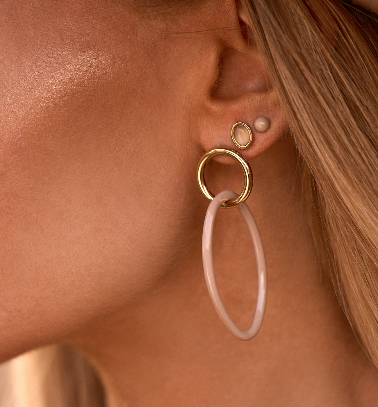 Kolczyki beżowo złote Dream Earrings - By Dziubeka