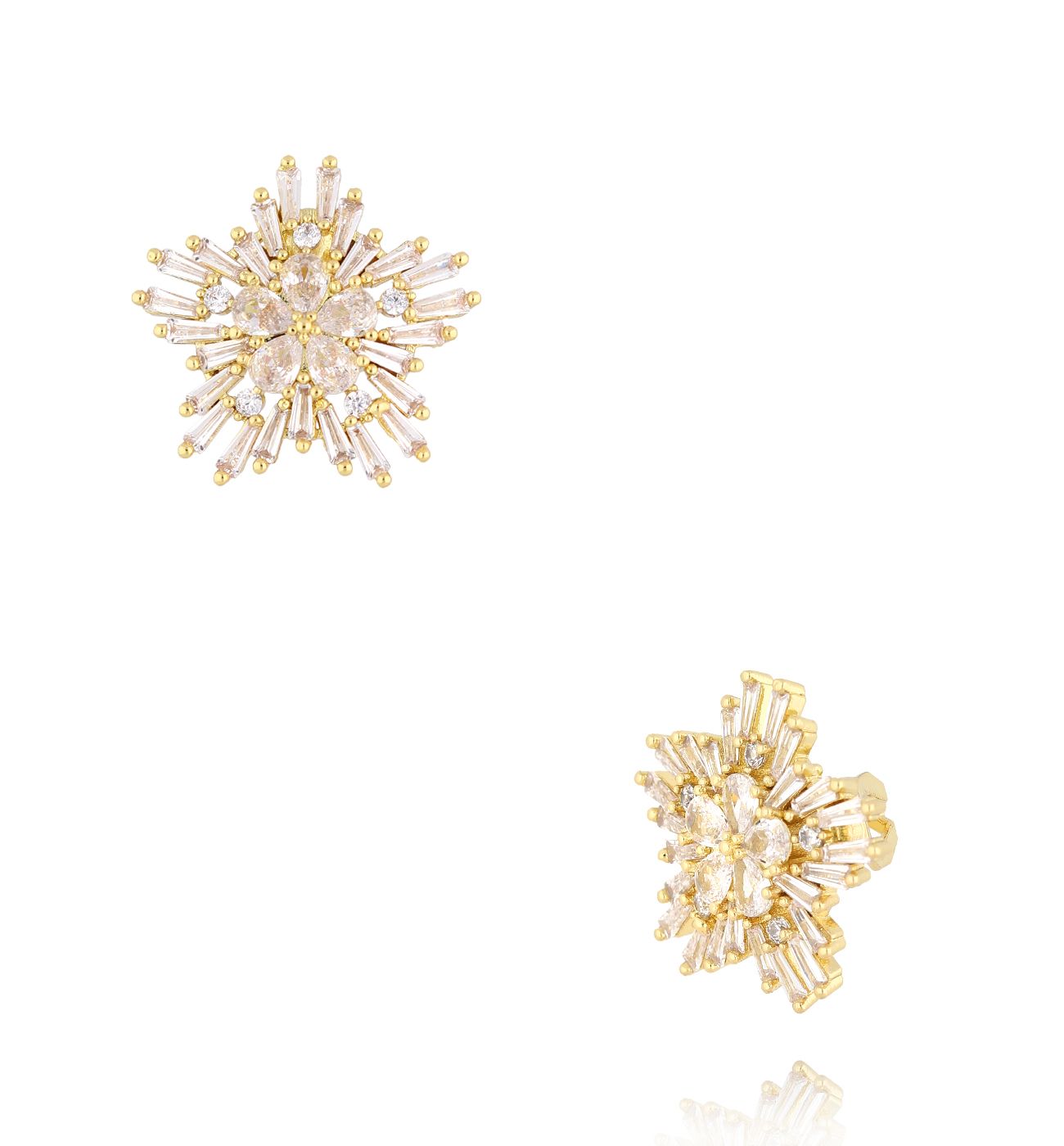 Klipsy gwiazdki z kryształami złote - By Dziubeka