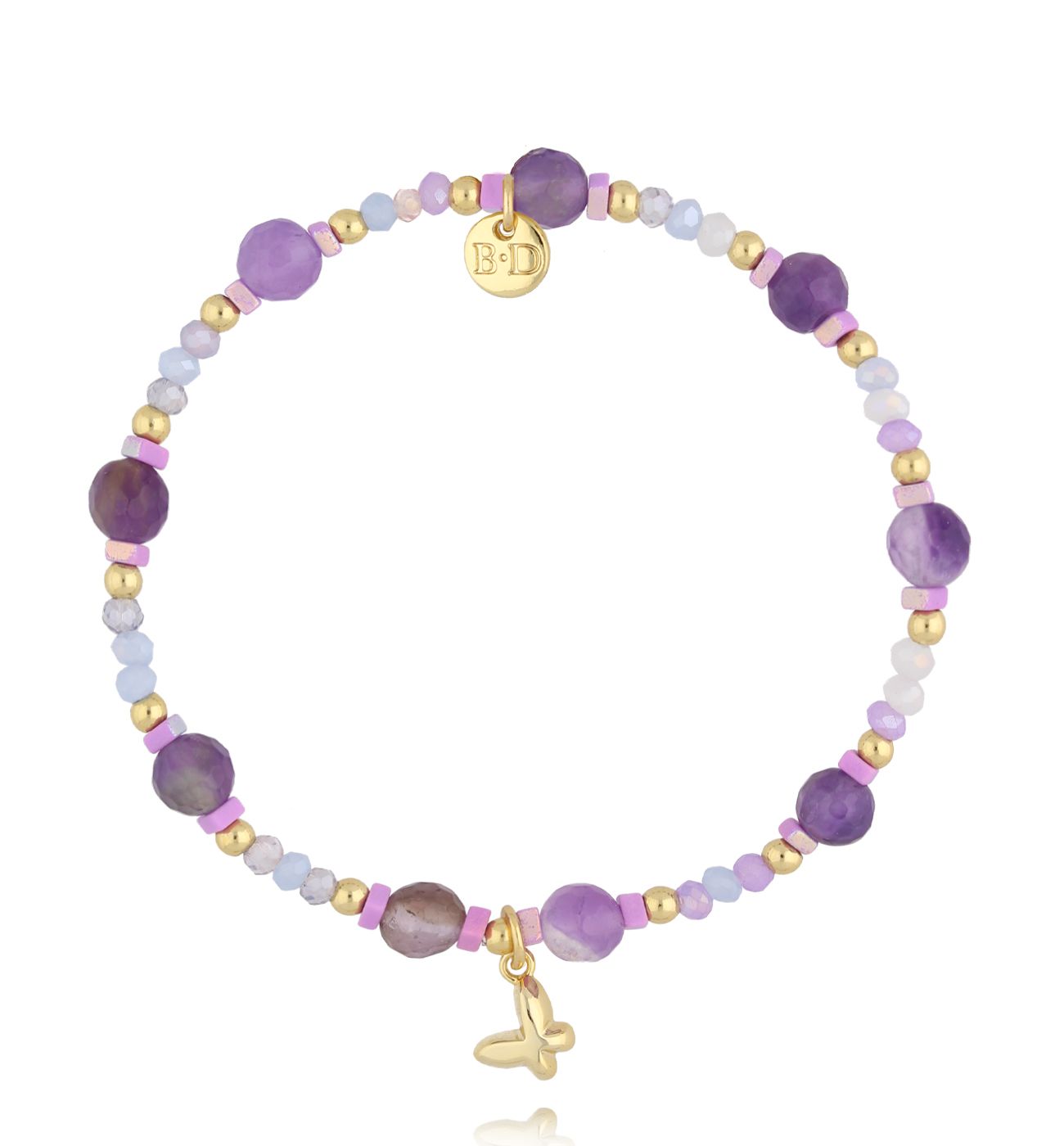 Bransoletka fioletowa z motylkiem - By Dziubeka