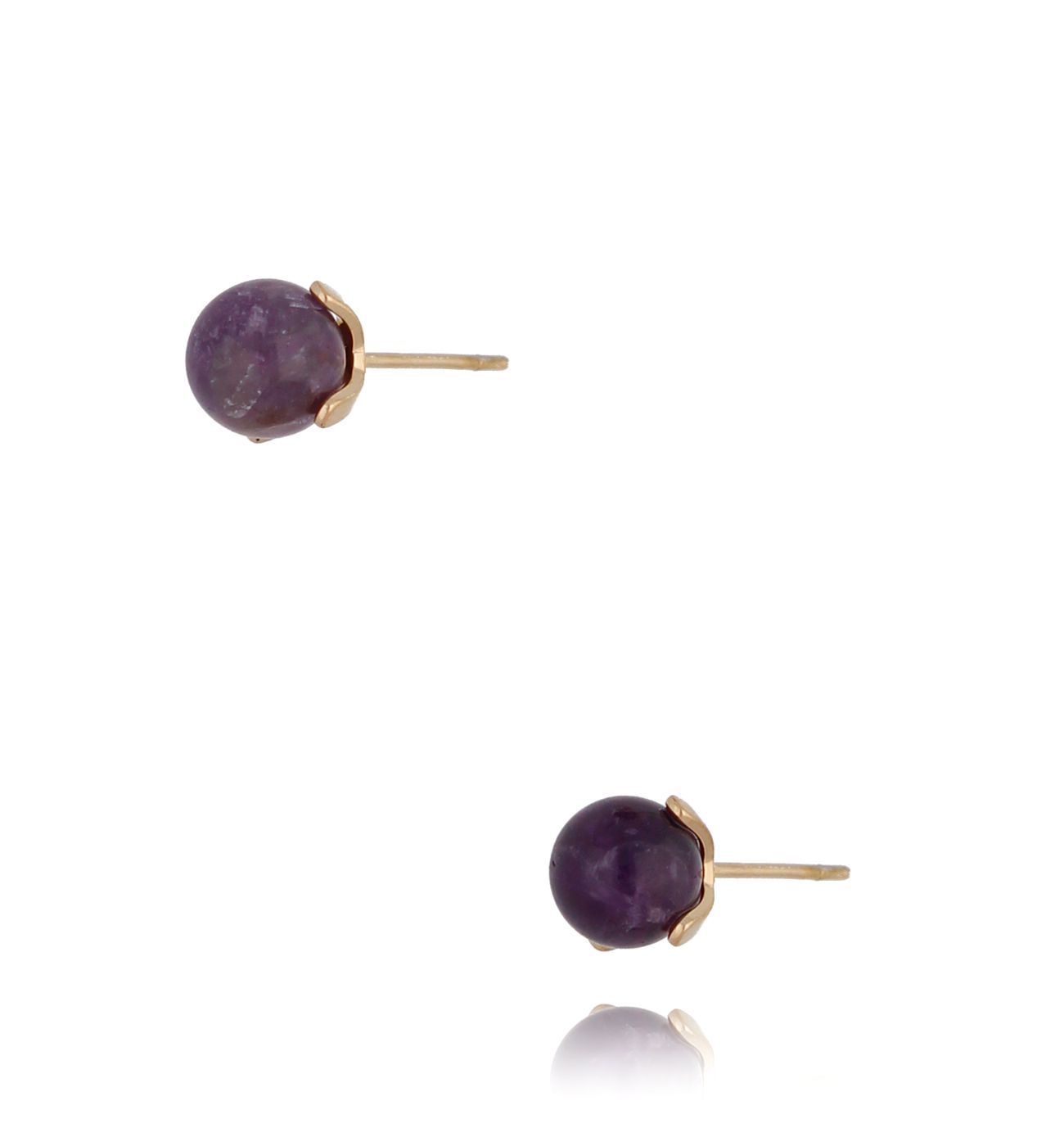 Kolczyki kulki z ciemnymi ametystami Taida - By Dziubeka