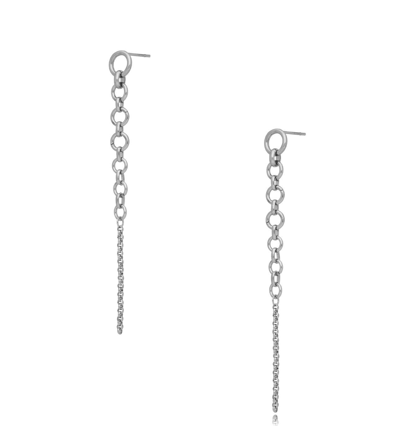 Kolczyki srebrne wiszące łańcuszki ze stali szlachetnej - By Dziubeka