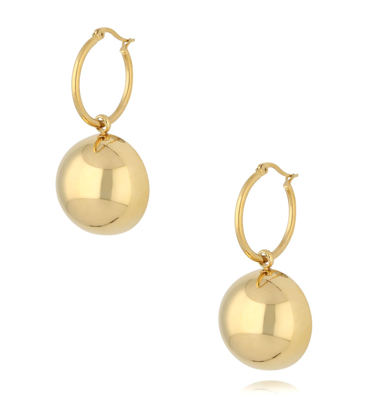 Kolczyki kulki duże z kółeczkiem złote - By Dziubeka