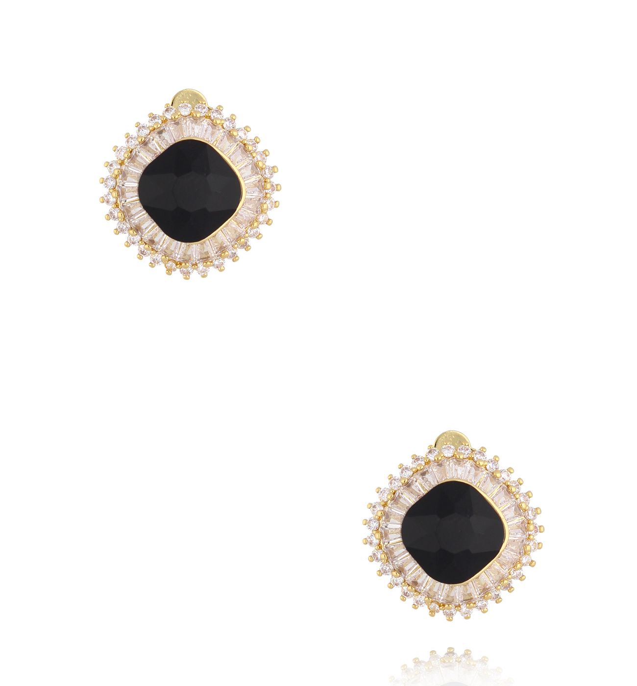 Klipsy z czarnymi i transparentnymi cyrkoniami KSS2236