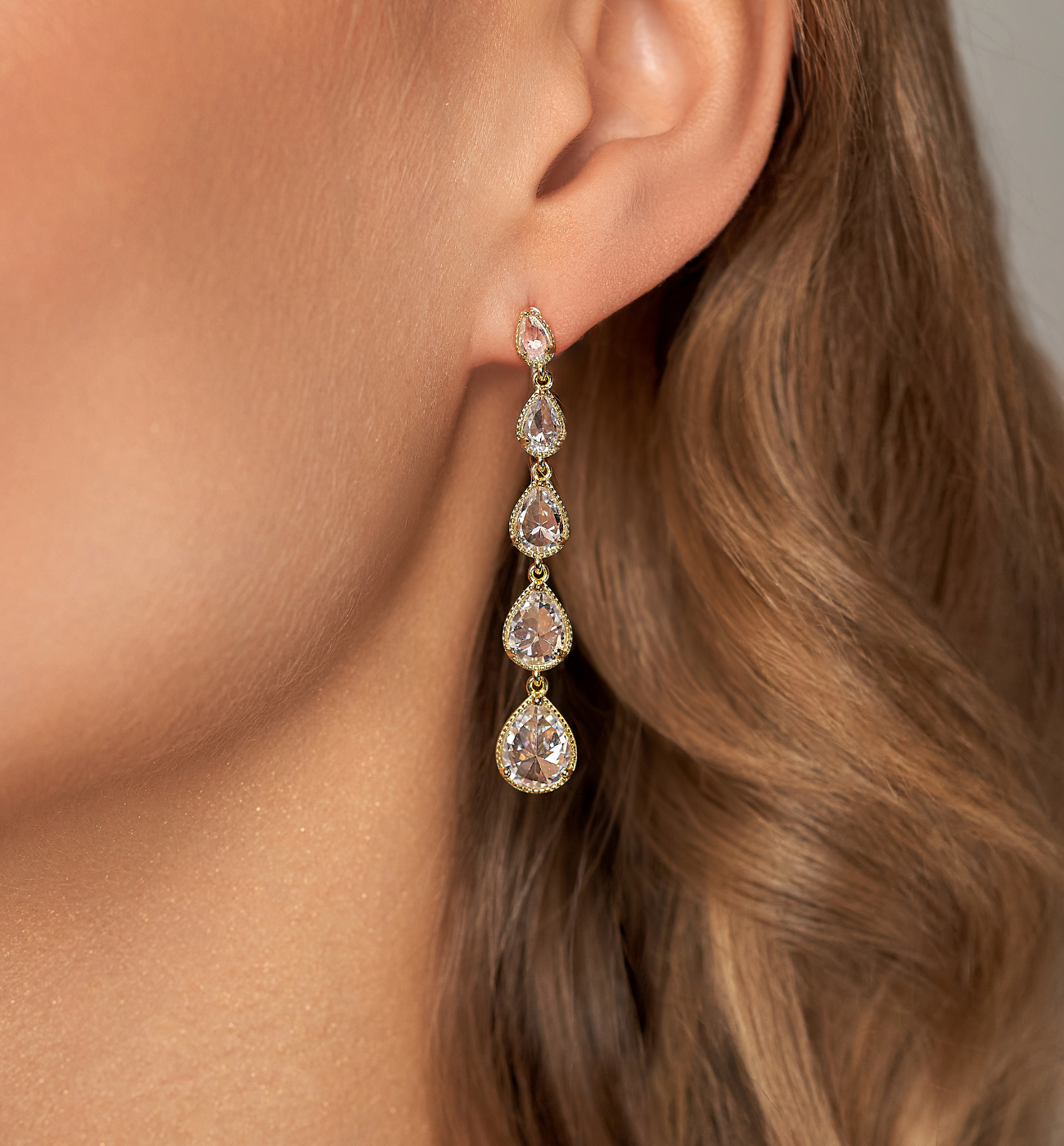 Kolczyki z kryształami długie Deley - By Dziubeka