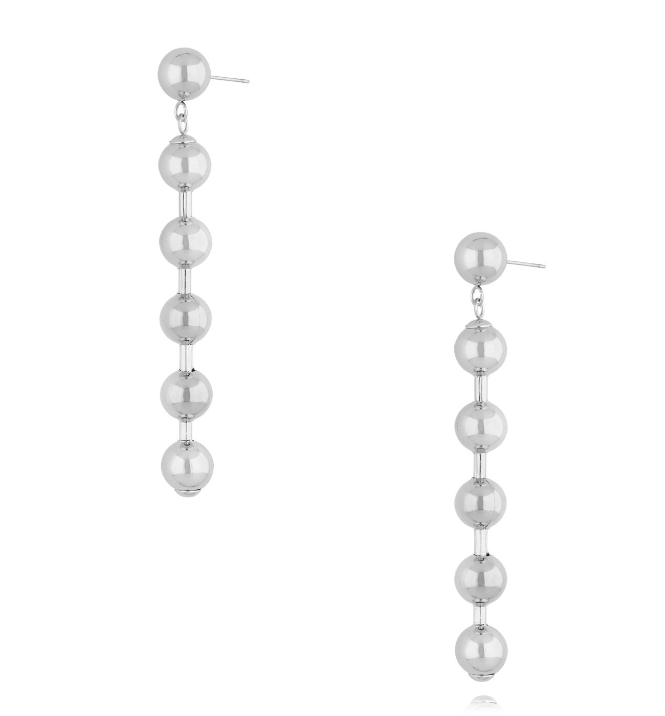 Kolczyki z kulkami długie srebrne - By Dziubeka