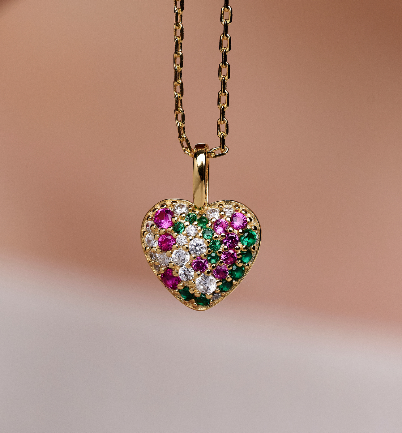 Naszyjnik z kolorowym sercem z cyrkoniami NCA0085