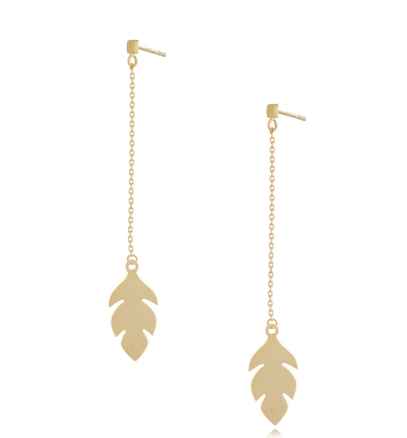 Kolczyki srebrne pozłacane liście - By Dziubeka