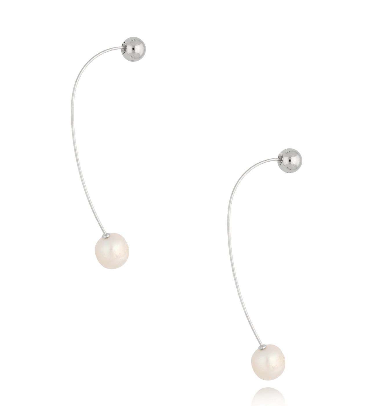 Kolczyki srebrne kolczyki z perłą i kulką Jenner - By Dziubeka