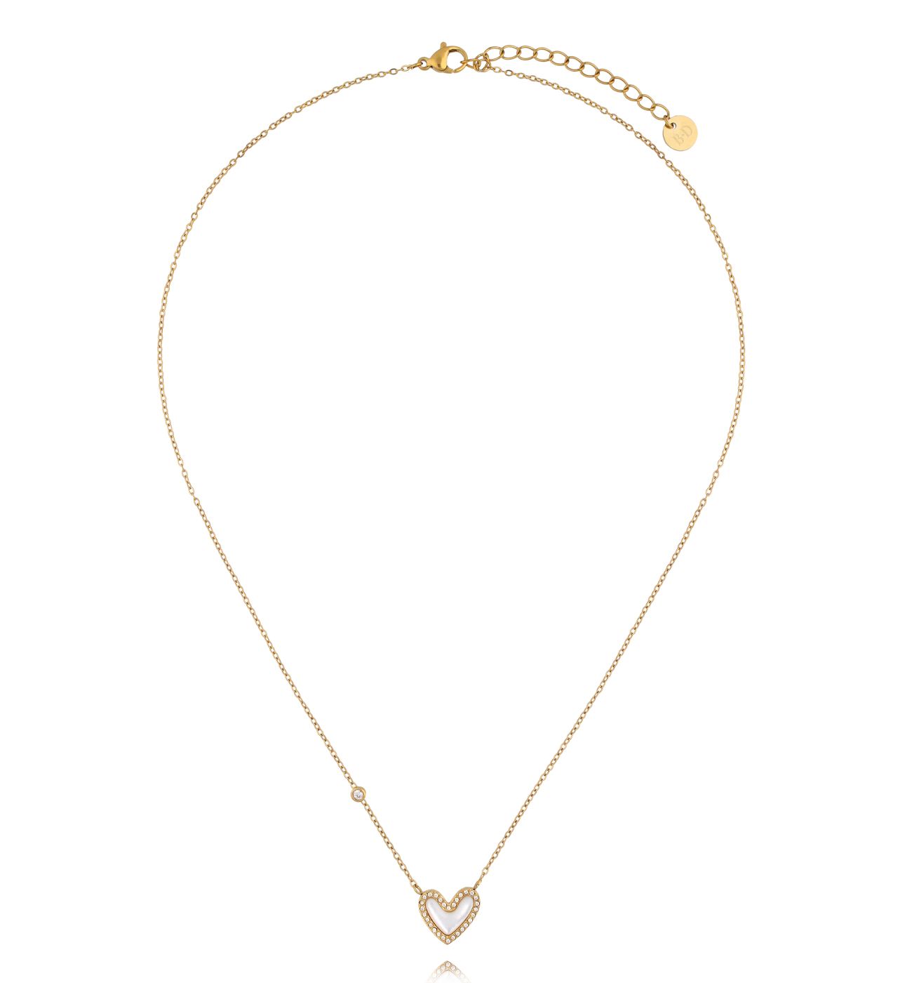 Naszyjnik z sercem z masy perłowej i cyrkoniami NSY0856 - By Dziubeka