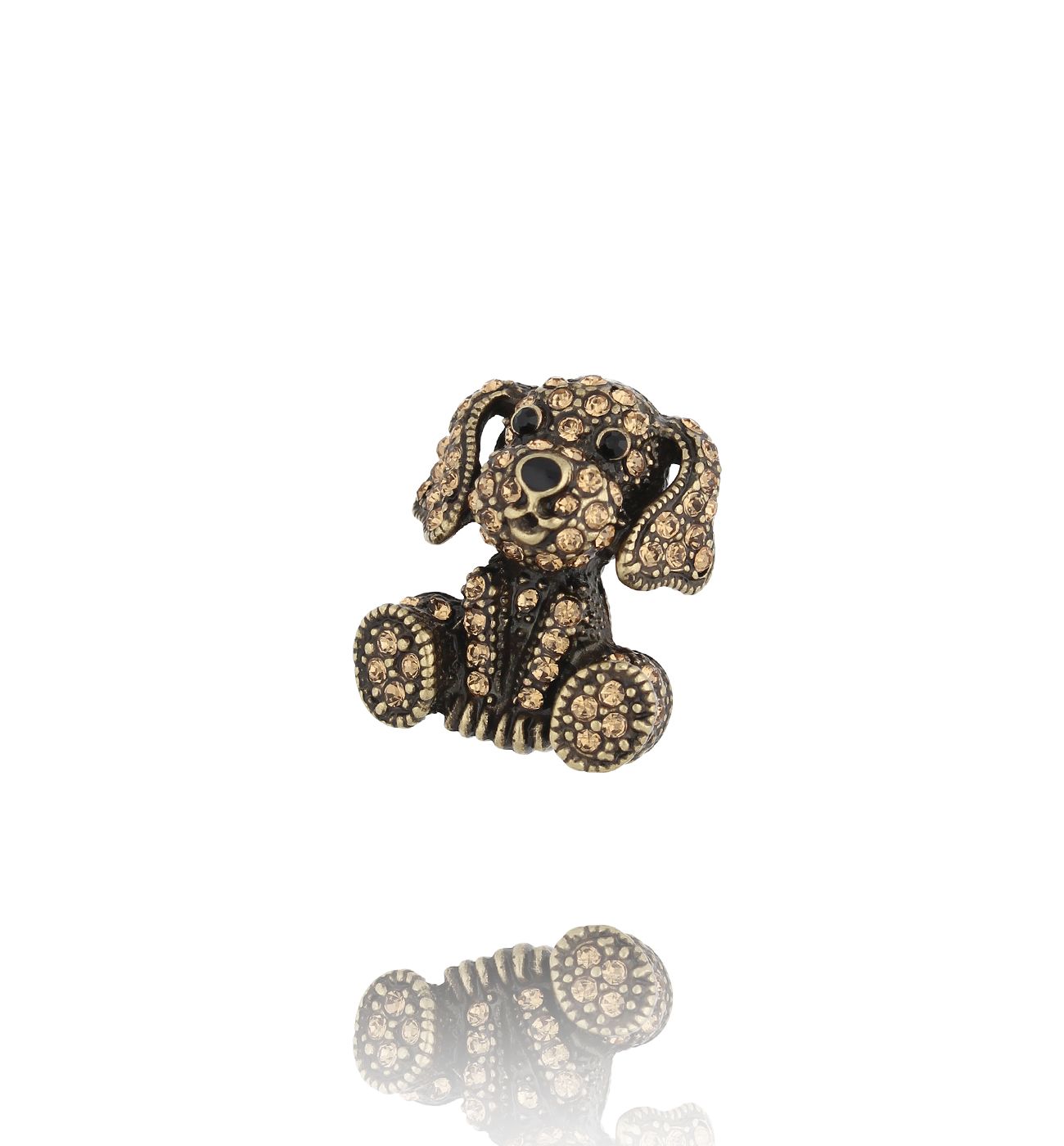 Broszka ze złotym pieskiem Cane di cristallo BRSS0175 - By Dziubeka