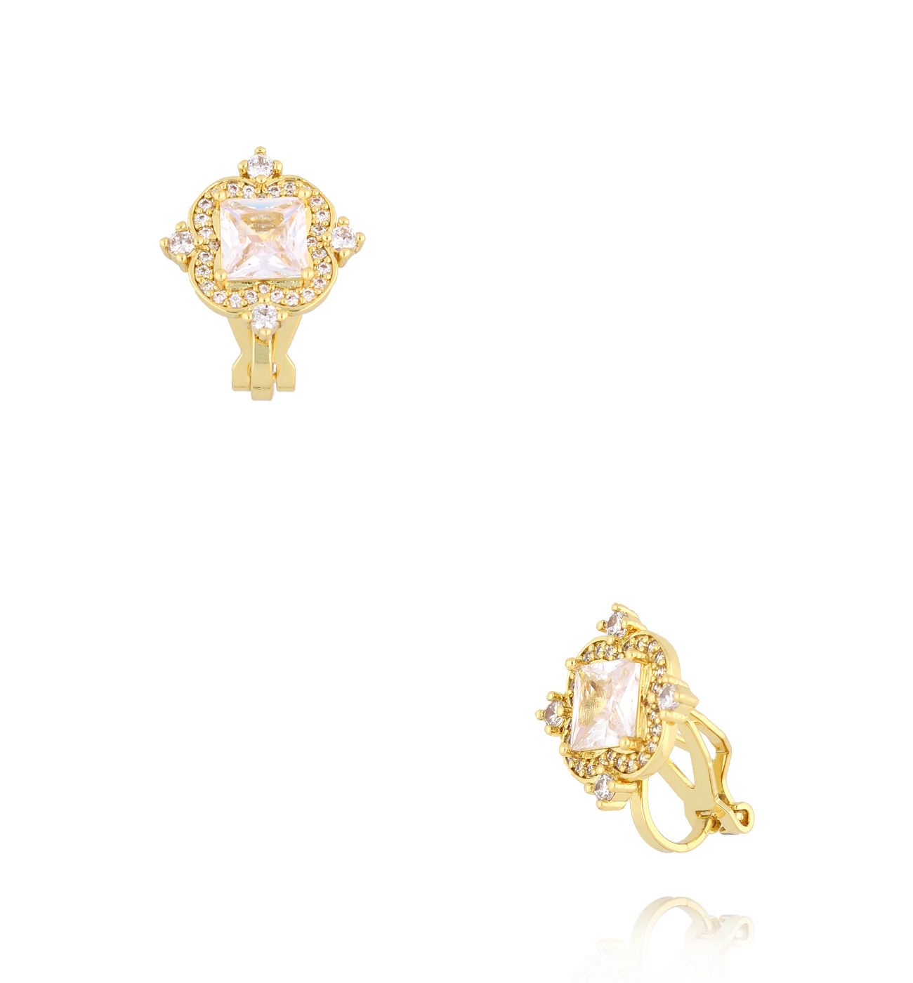 Klipsy z kryształami złote - By Dziubeka