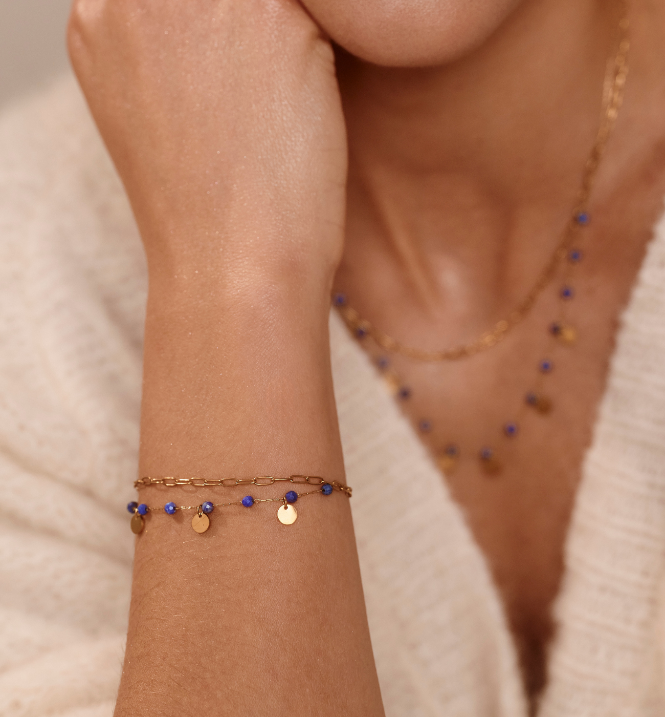 Bransoletka z lapisem lazuli złota BEA0041