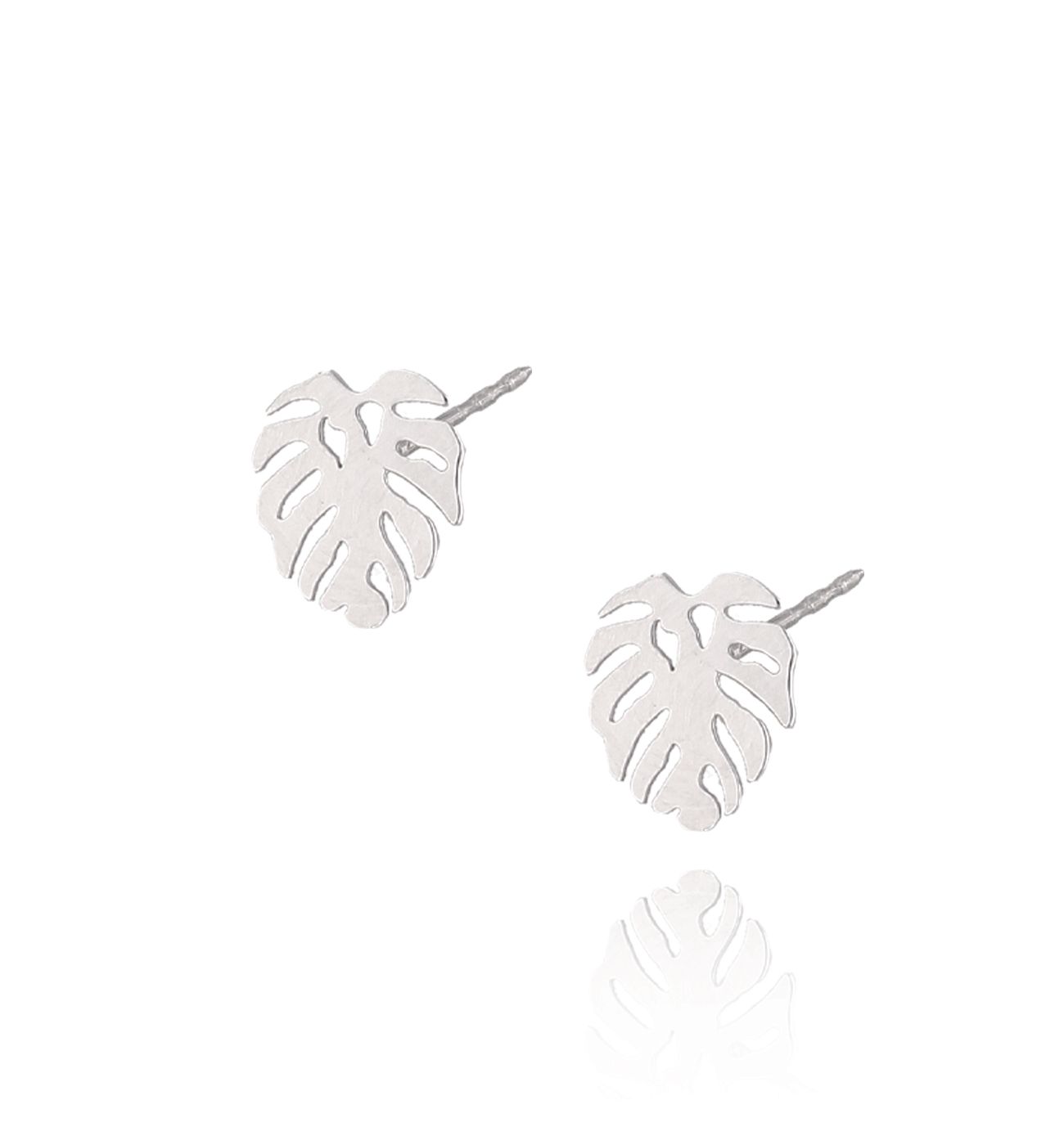 Kolczyki srebrne z liściem monstery KSE0047