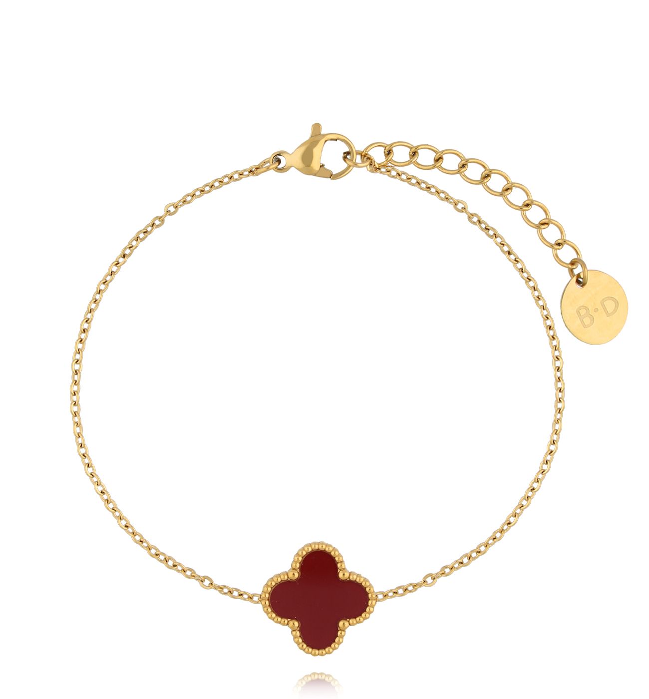 Bransoletka z bordową koniczynką złota Clovers BSY0185