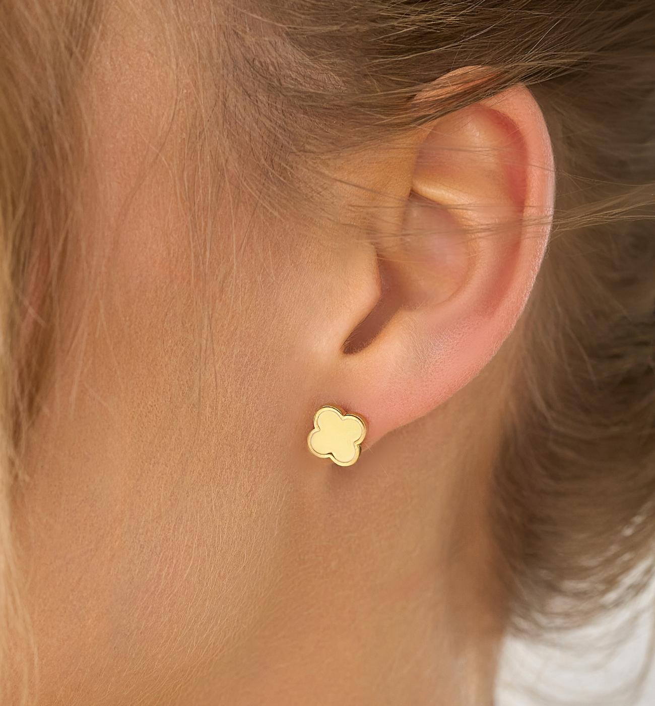 Kolczyki koniczynki z żółtą emalią Heureux - By Dziubeka