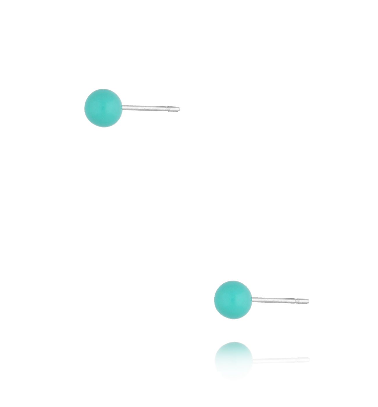 Kolczyki kulki z turkusową emalią 4 mm Enamel Balls - By Dziubeka