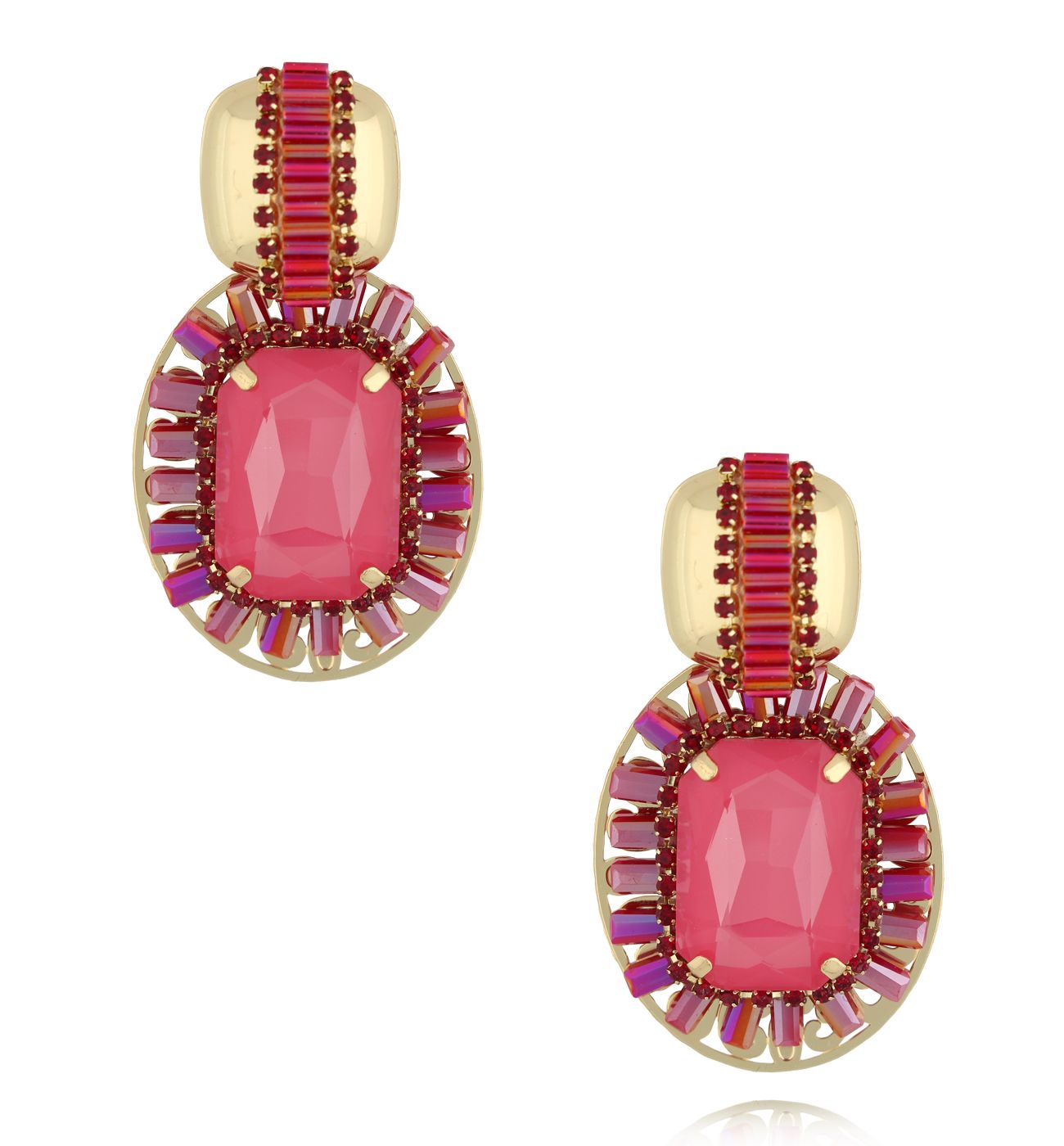 Kolczyki głęboka fuksja z kryształami KGA0039 - By Dziubeka