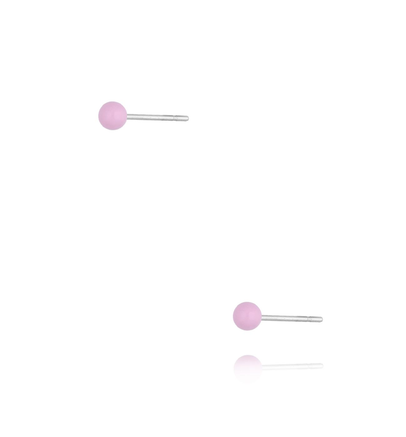 Kolczyki kulki z liliową emalią 3 mm Enamel Balls KSA1693