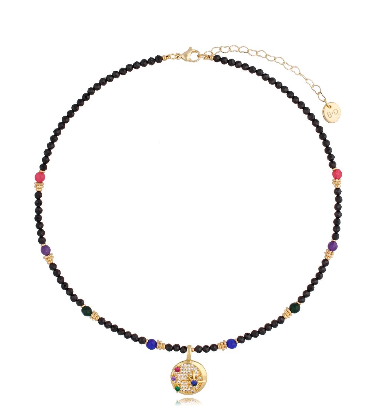 Naszyjnik czarny z kolorową zawieszką Beja - By Dziubeka
