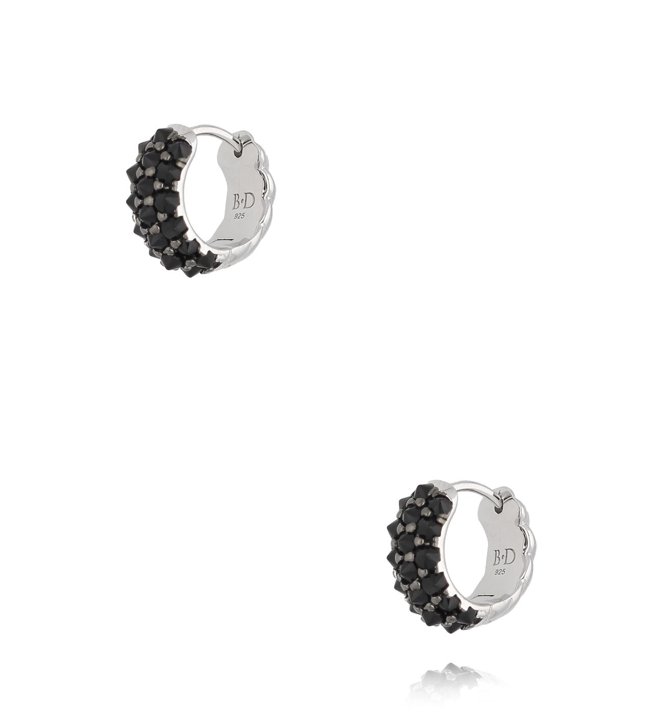 Kolczyki koła srebrne z czarnymi cyrkoniami KLT0004