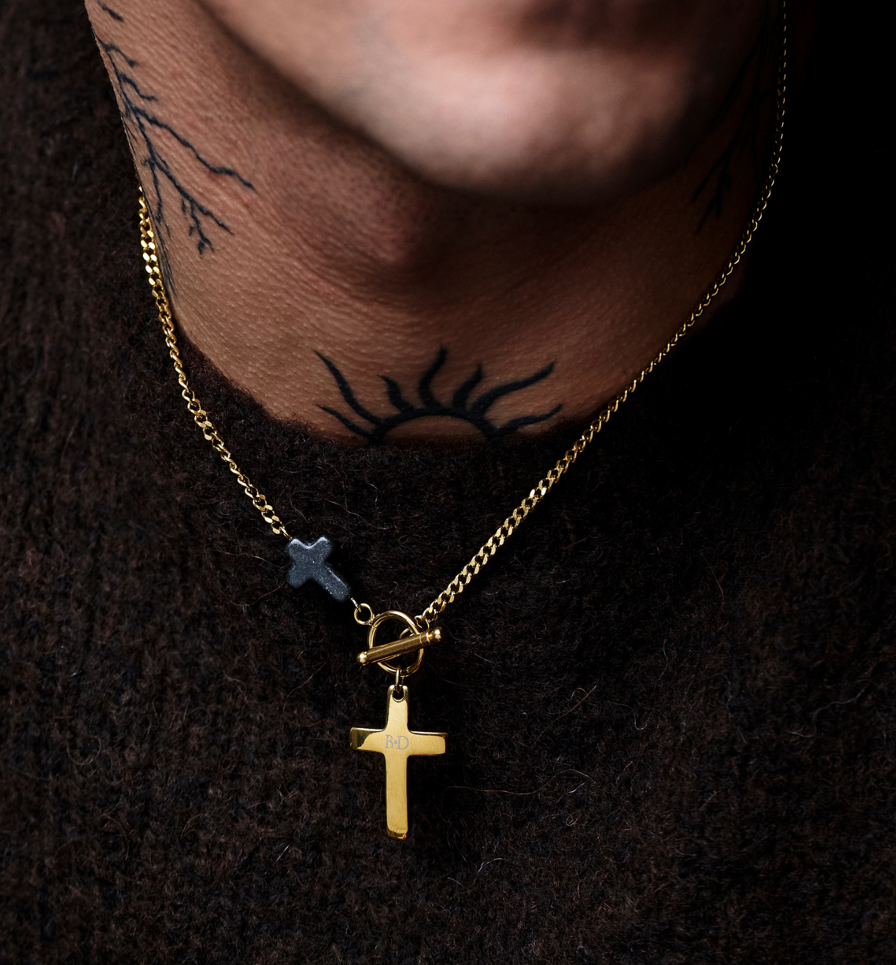 Naszyjnik męski z krzyżem złoty Eryx - By Dziubeka