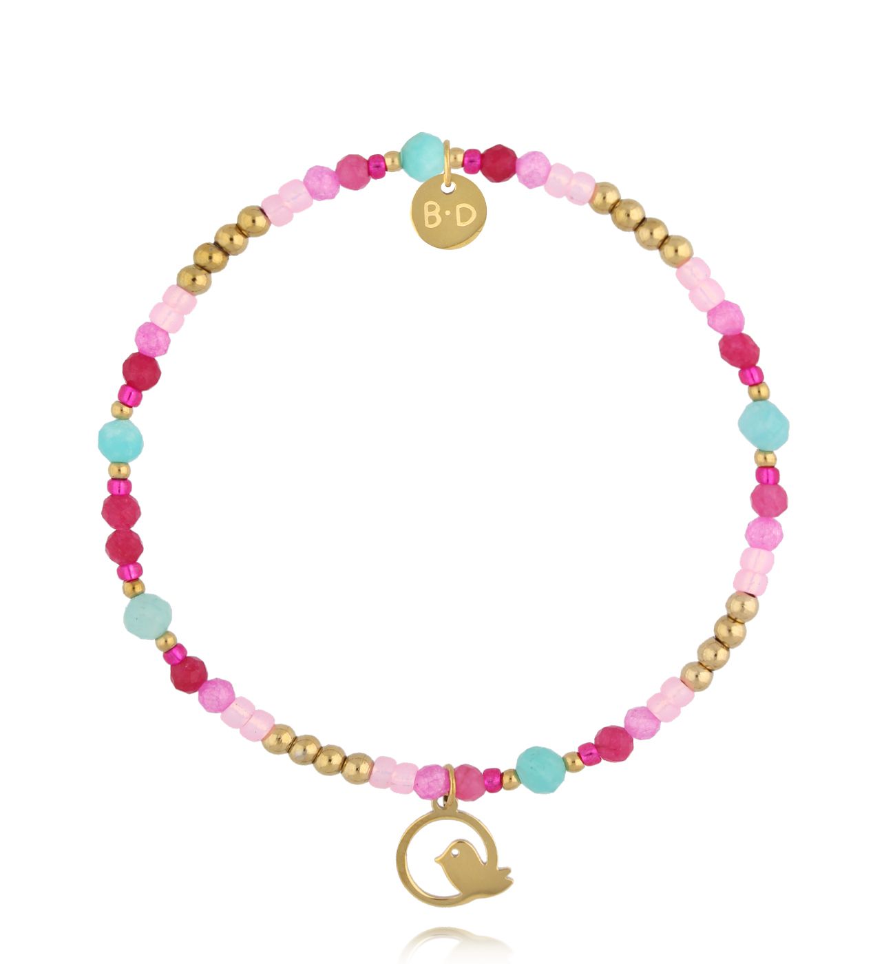 Bransoletka różowo niebieska z zawieszką BTW3352