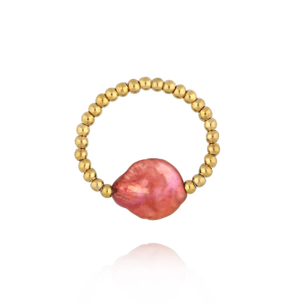 Pierścionek z czerwoną perłą - By Dziubeka