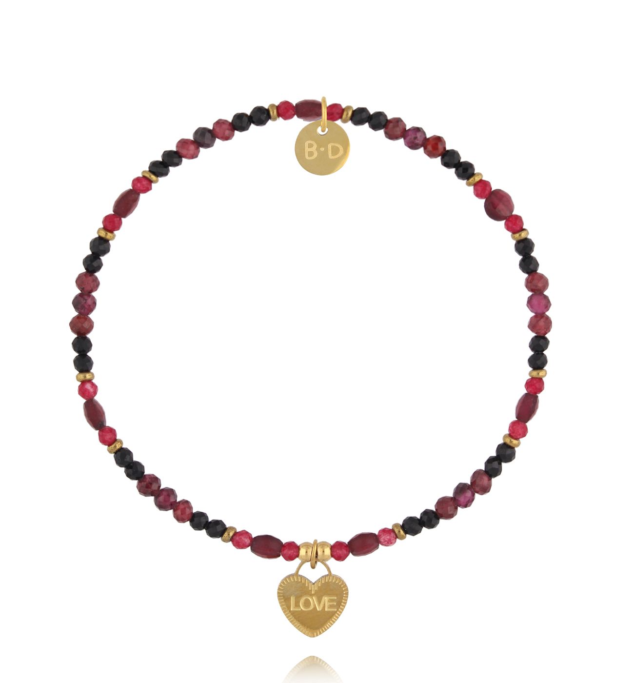 Bransoletka z naturalnych kamieni z zawieszką LOVE - By Dziubeka