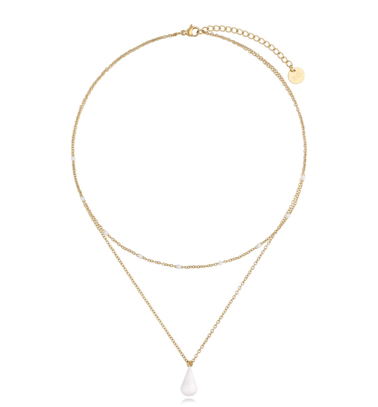 Naszyjnik biały z łezką emaliowaną Enamel Drop NSA0518