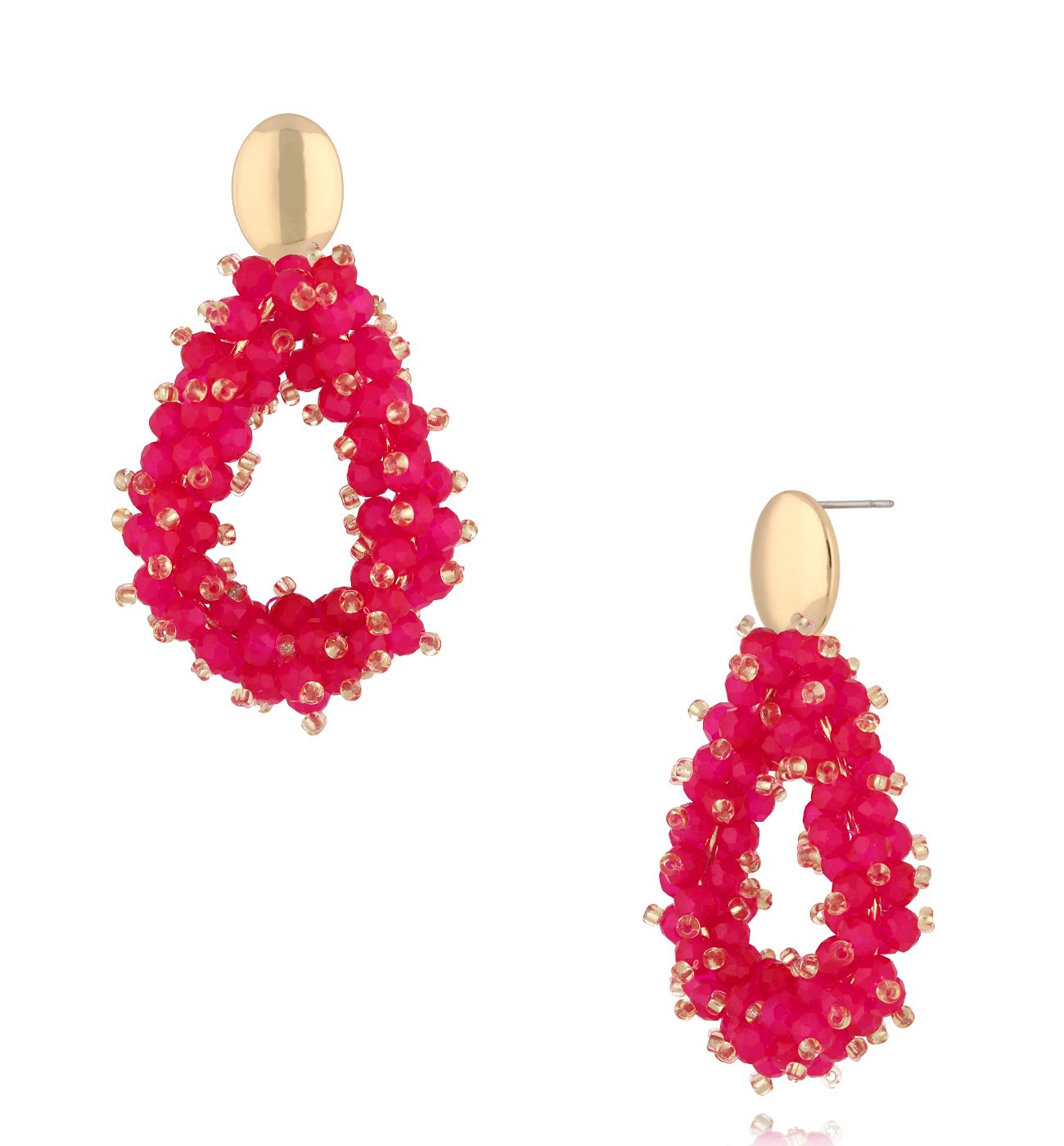 Kolczyki z fuksjowymi kryształkami KWE0261 - By Dziubeka