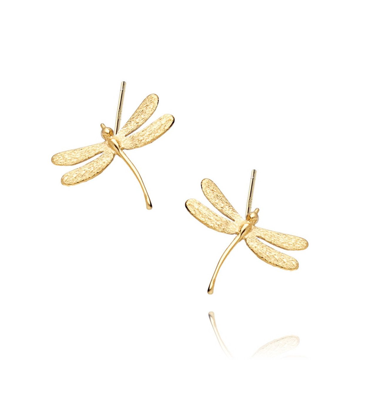 Kolczyki srebrne ważki pozłacane KSE0023