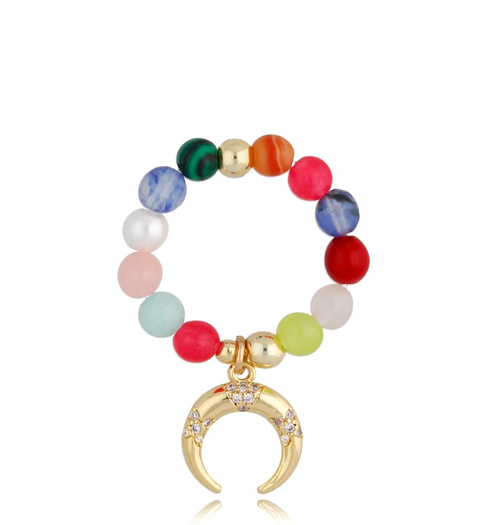 Pierścionek kolorowy z księżycem Manaus PSC0336 - By Dziubeka