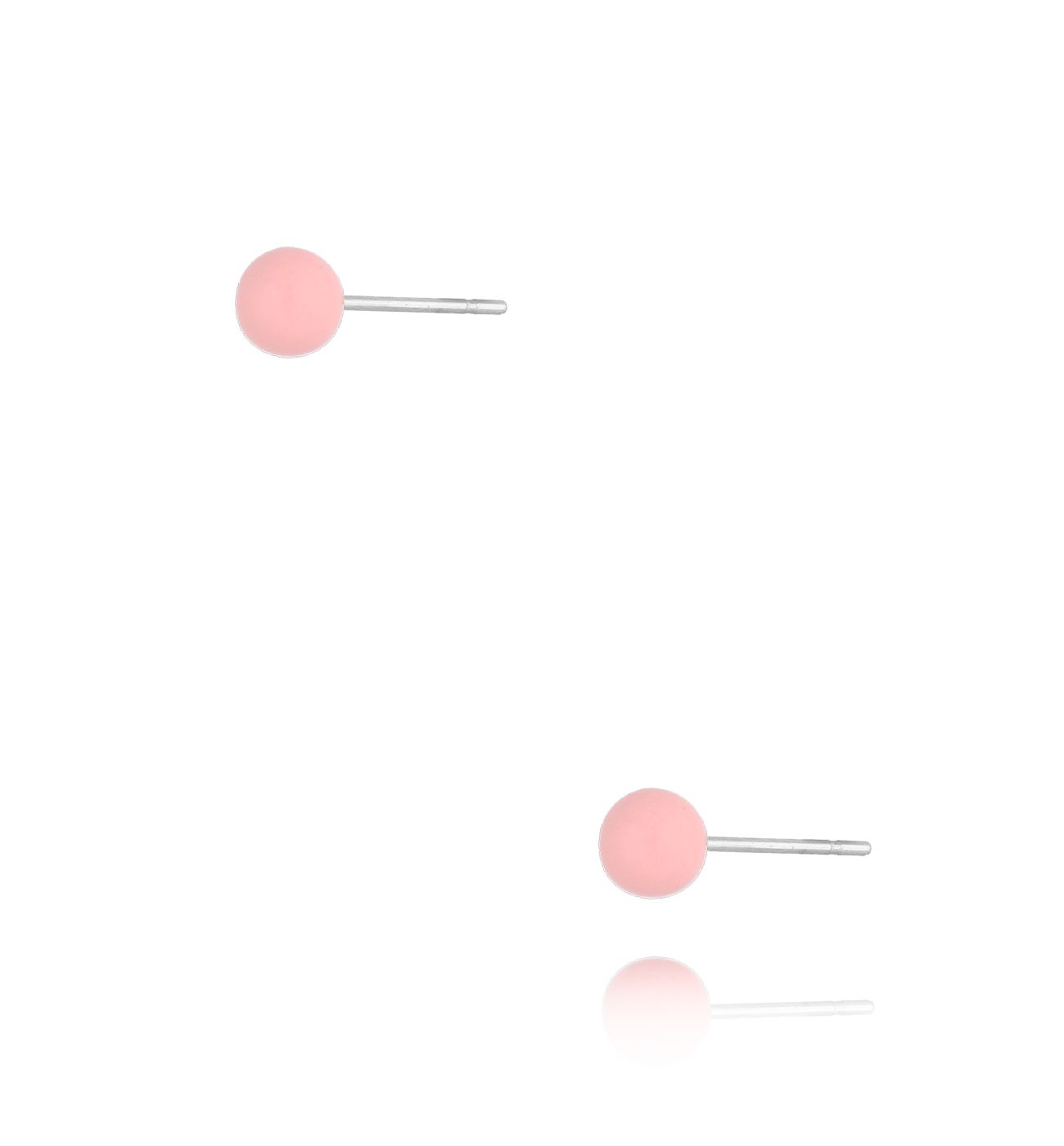 Kolczyki kulki z różową emalią 4 mm Enamel Balls - By Dziubeka
