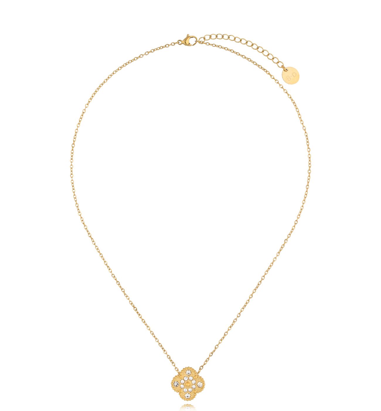 Naszyjnik złoty z koniczynką dwustronny Clovers NSY0310 - By Dziubeka