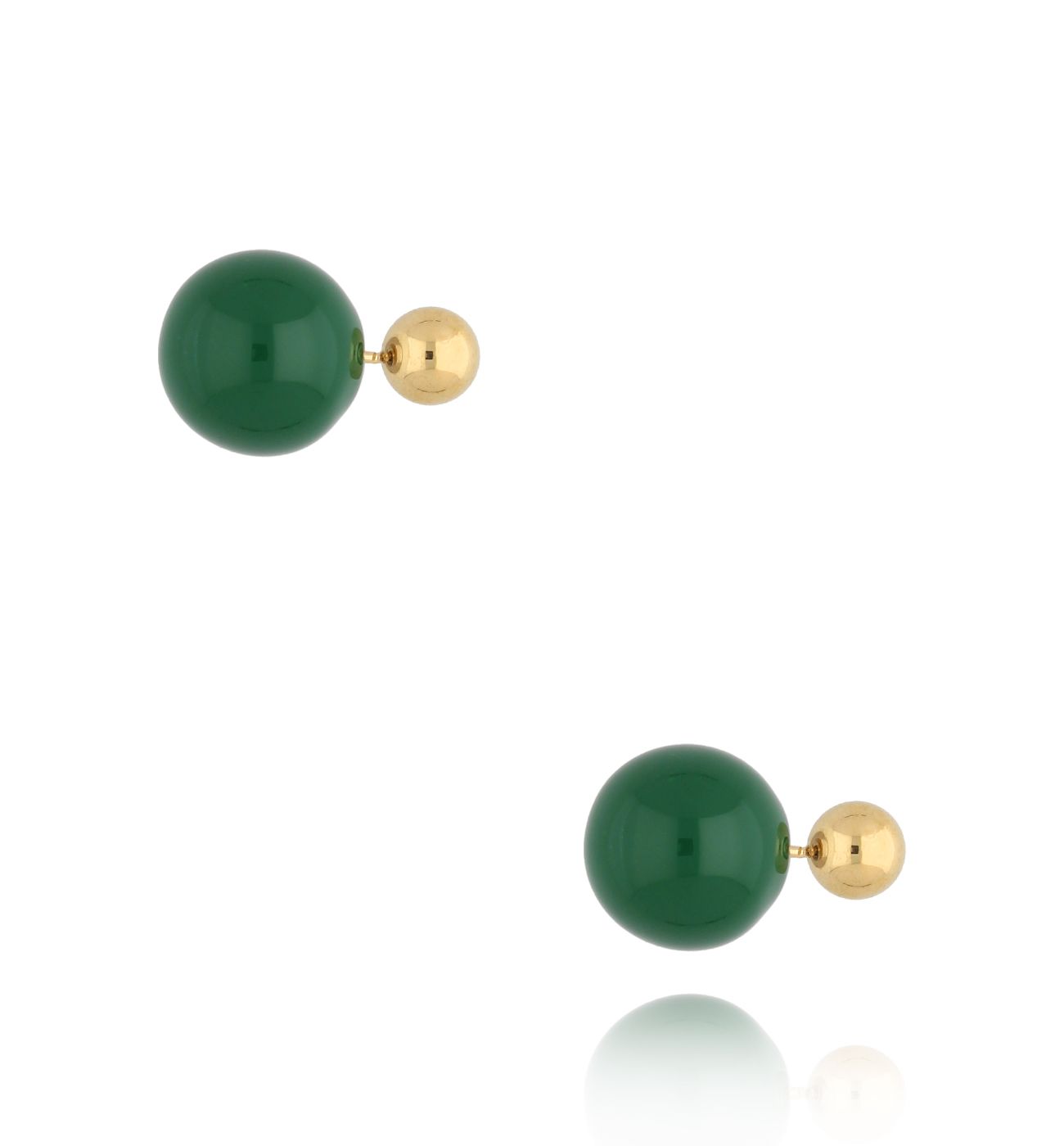 Kolczyki złote kulki z zieloną emalią Balls KSA1506