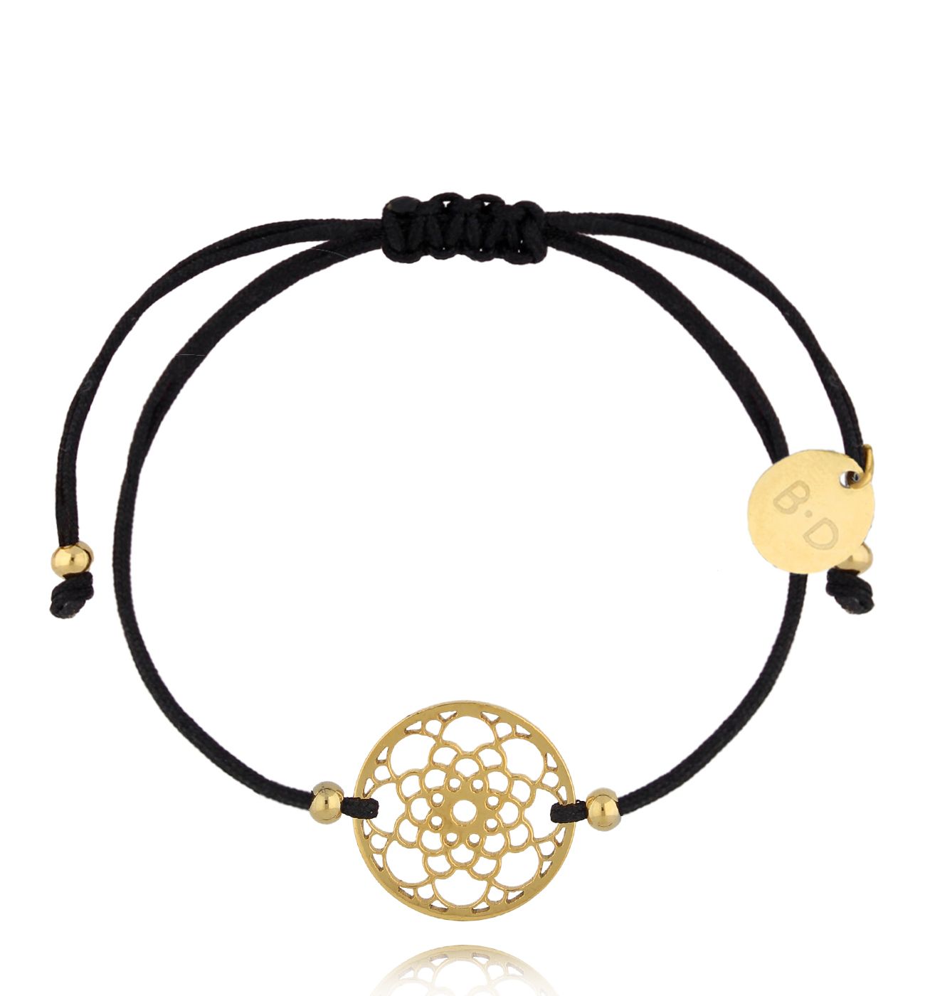 Bransoletka czarna ze złotą rozetką Farna BGL0982