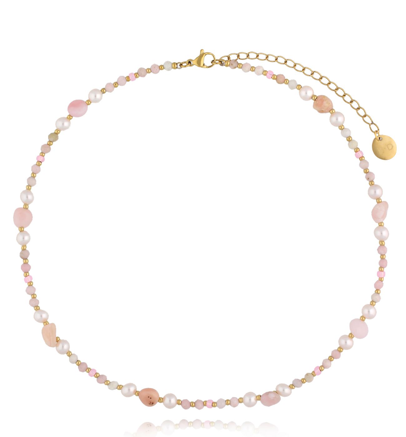 Naszyjnik różowy z opalami - By Dziubeka