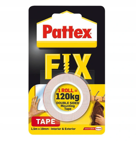 PATTEX TAŚMA MONTAŻOWA DWUSTRONNA PATTEX FIX 120 kg MOCNA - Petrostar
