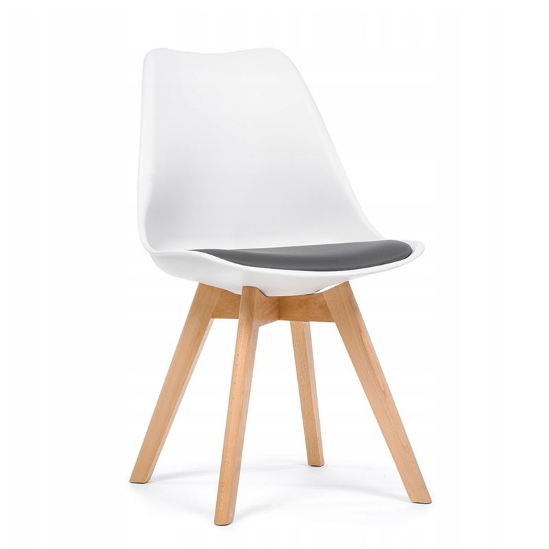 Krzesło skandynawskie New Home DUBLIN biało szare z poduszką z ekoskóry 1 szt.