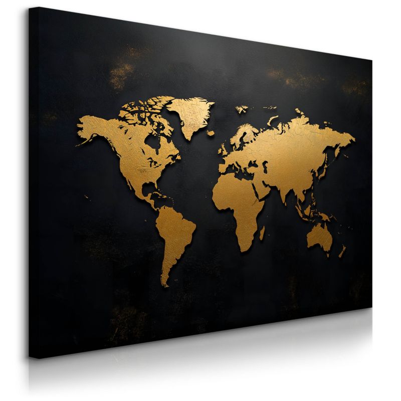 Obraz Muralo Do Salonu Biura Złota Mapa Świata Nowoczesny Styl 90x60 cm 1 szt.
