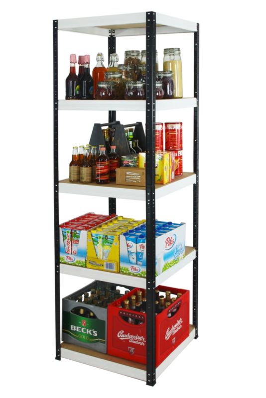 Regał metalowy MODO24 magazynowy stojak czarno-biały helios 196x35x35cm 5 półek po 175 kg 1 szt.