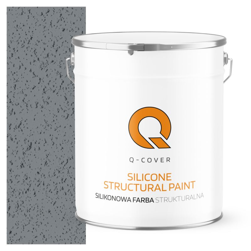 Farba Strukturalna Elewacyjna Silikonowa Fasadowa Q-Cover Szary ciepły F293 Mat 5L