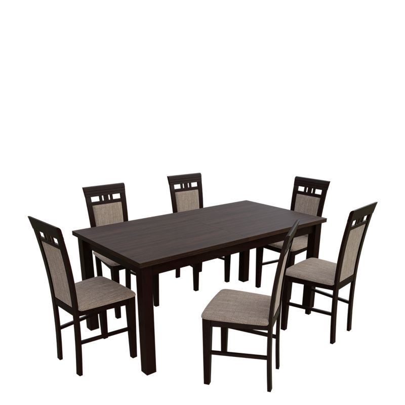 Zestaw RO16 MIRJAN 24 Stół rozkładany S18-L 80x160/200 + 6 krzeseł K31 orzech + jasny brąz 1 kpl.