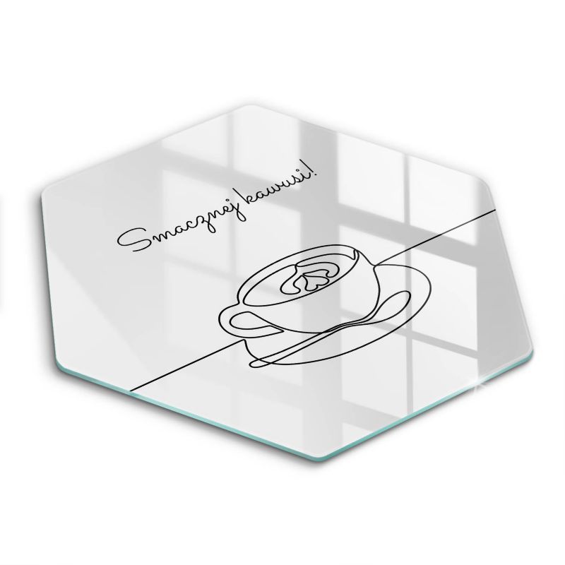 Szklana deska do krojenia Wallfluent h40 cm Kawa, Napis: Smacznej Kawusi 1 szt.