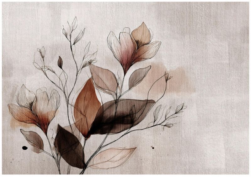 Fototapeta WALLARENA Do Sypialni Salonu Na Flizelinie Liście Abstrakcja Beton Beżowy 312x219 cm 16437VEXXL 1 szt.