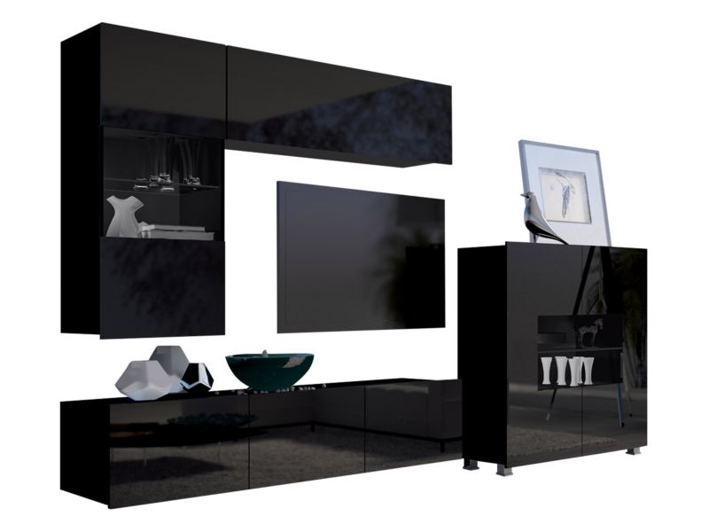 Meblościanka MIRJAN 24 Calabrini III czarny / czarny połysk 1 kpl.