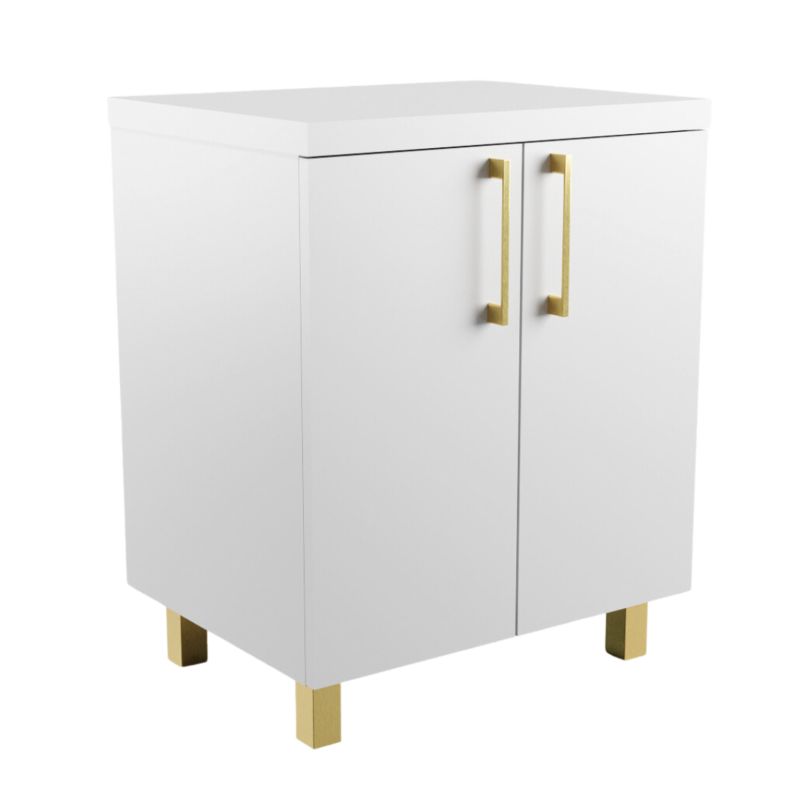 Szafka Łazienkowa SKXMeble Regał Stojąca Pod Umywalkę Mila Biały Uchwyty Standardowe Złote 75x90x47 1szt.