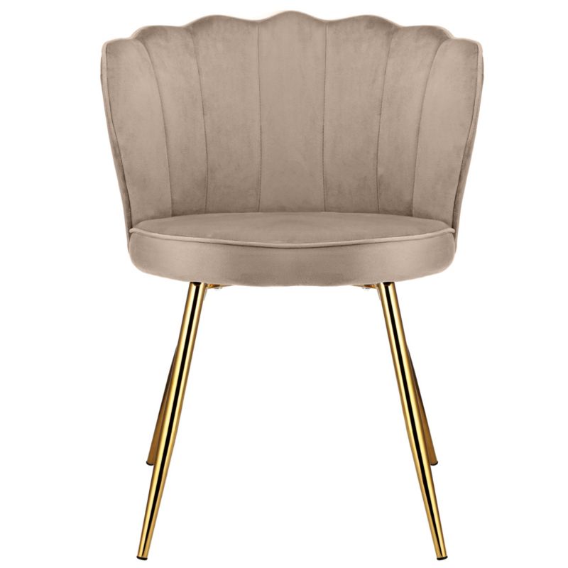 Krzesło welurowe JUMI tapicerowane eleganckie do salonu beżowe wygodne 1 szt.