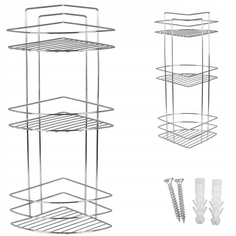 Półka łazienkowa Metlex narożna pod prysznic 3 poziomy srebrna 1 szt.